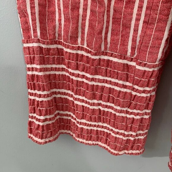 Anthropologie ett:twa red white striped gauzy crop length cotton blend jumpsuit - Picture 4 of 12